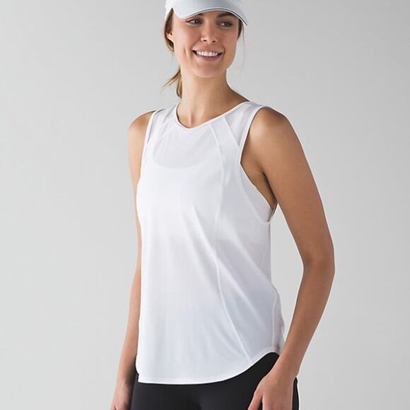 Lululemon White Round Neck Open keyHole Back Tank Top - Picture 3 of 3